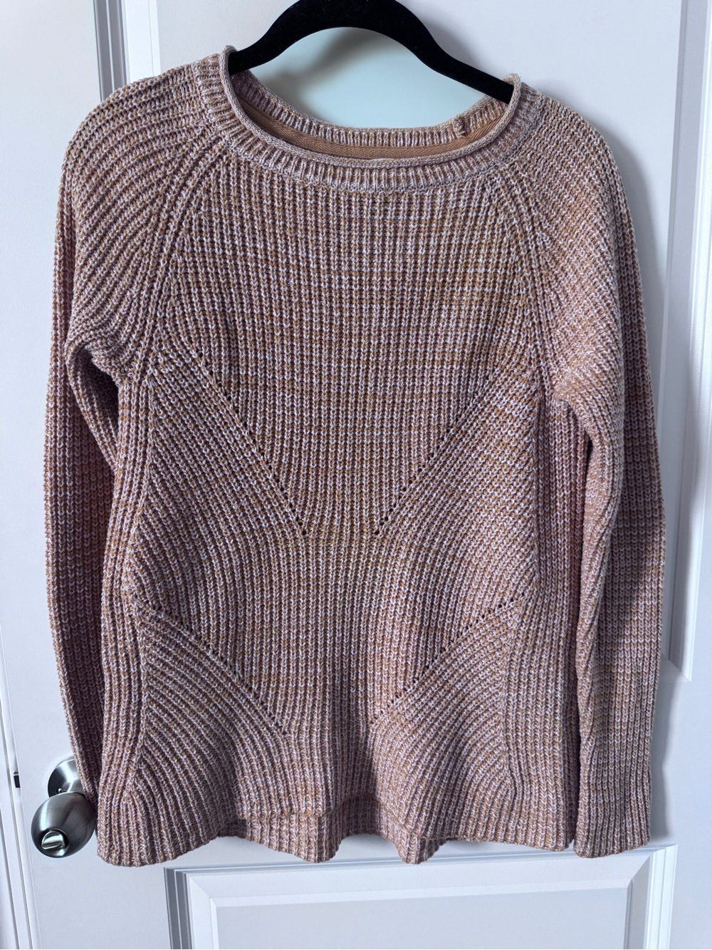Style & Co. Chevron Ribbed Pointelle Sweater-Petite Small-Golden Yellow